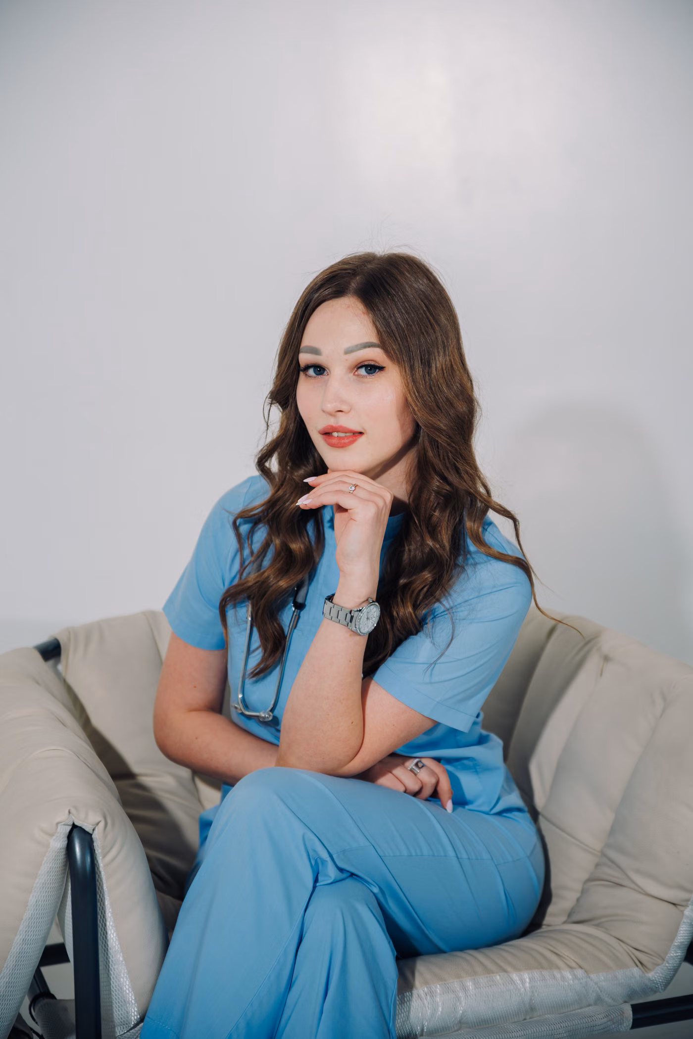 Healthcare worker in uniform in a professional portrait